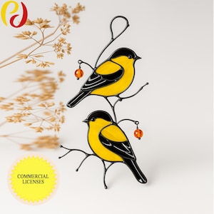 PDACE25 goldfinch Commercial Stained Glass Bird Pattern –  goldfinch| Digital PDF Template, Wire Frame Design
