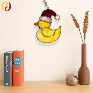 PDACE237 Christmas Duck stained glass window decoration Christmas gifts Christmas gifts Modern stained glass Santa Claus suncatcher