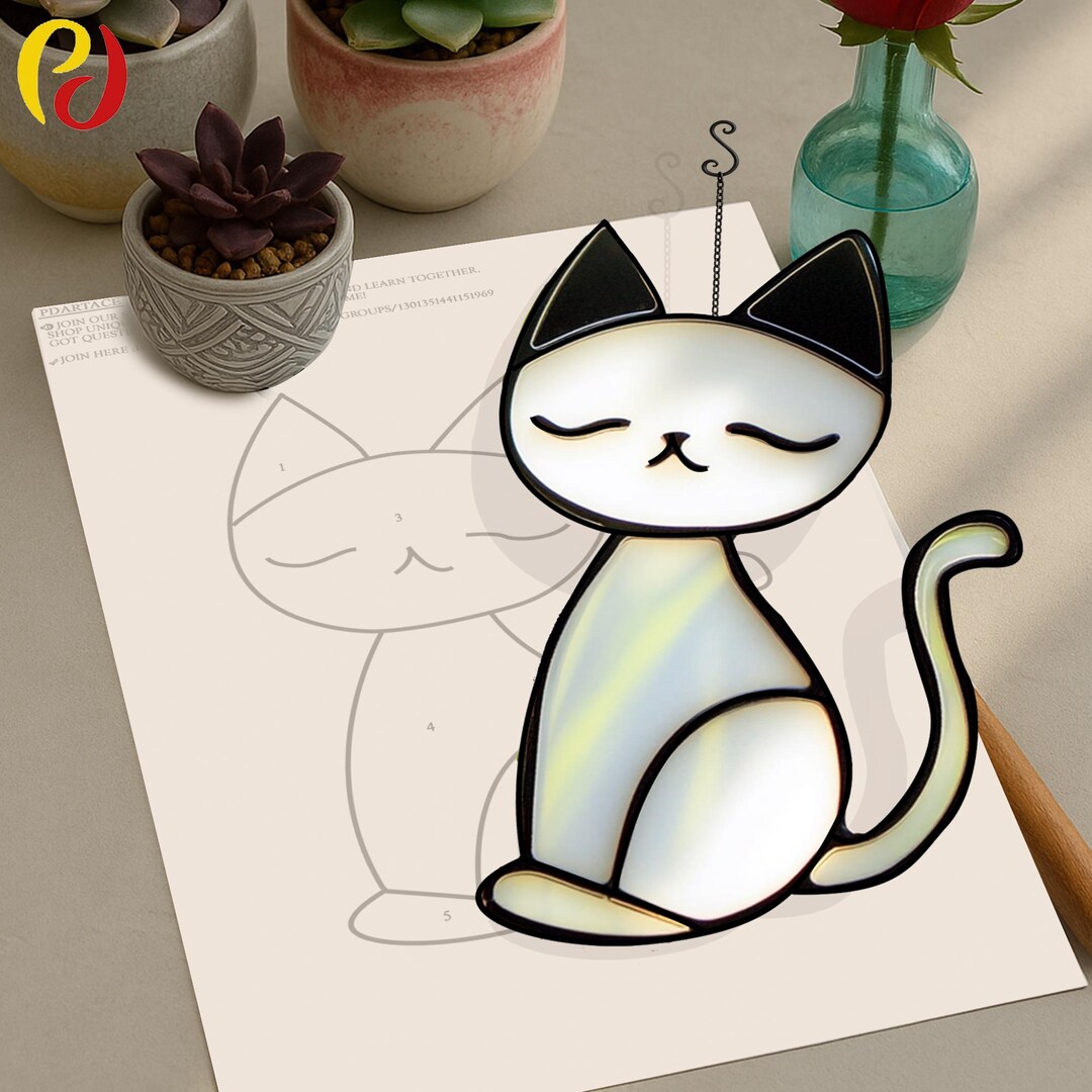 PD 35 Cat Digital Download Pattern Stained Glass , DIY Suncatcher ...