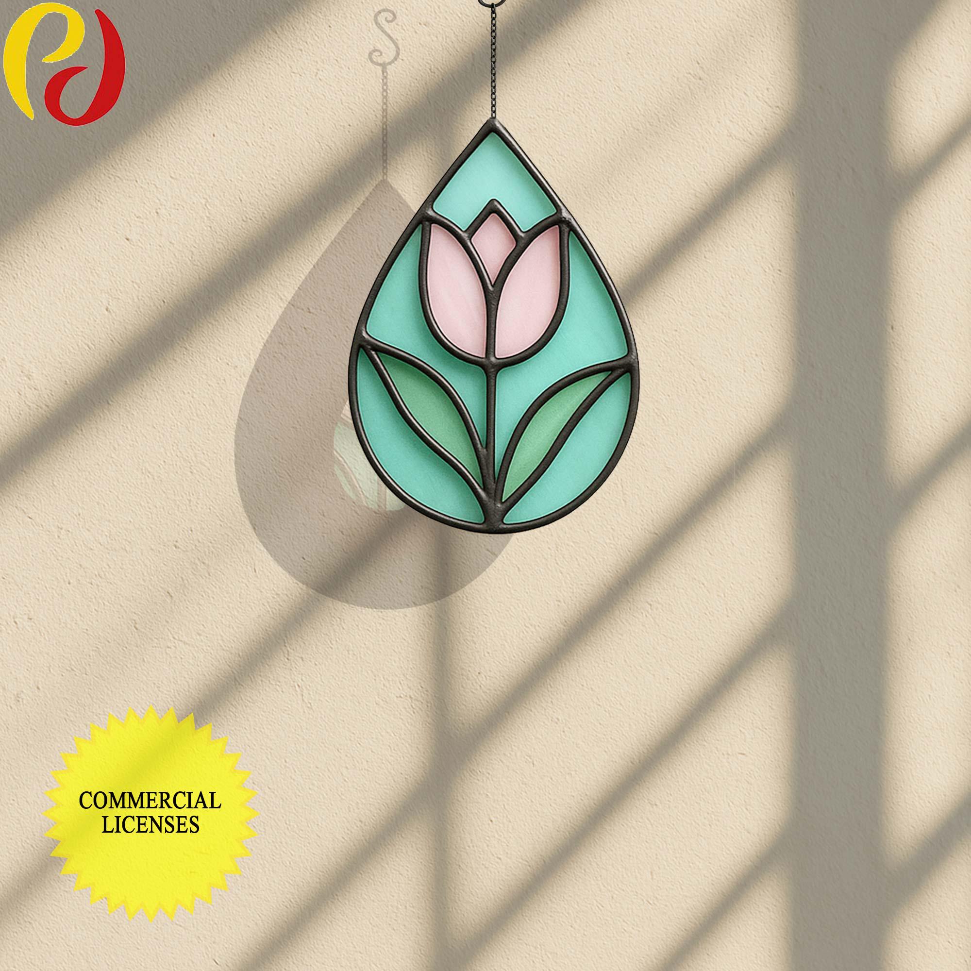 NF19C Tulip Stained Glass Pattern, Stained Glass Patterns, Pattern