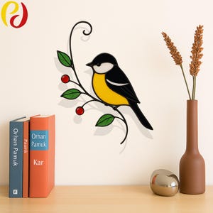 PDACE38   goldfinch decorative plant pot | goldfinch Stained Glass  , Mother&#39;s Day Gift, Custom Stained Glass Bird Suncatcher