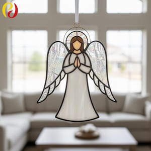 PDACE602 Praying Angel Stained Glass Pattern Template for Window Decor or Suncatcher