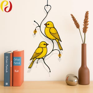 PDACE46 Goldfinch  decorative plant pot | goldfinch Stained Glass  , Mother&#39;s Day Gift, Custom Stained Glass Bird Suncatcher