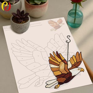 PD 396 eagle Stained glass  Digital Download Pattern , DIY Suncatcher  stained glass,Bunny Suncatcher