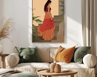 Art femme indienne, Art Desi, Art bohème, Asie du Sud, Art indien, fille brune, Art tamoul, PDF à téléchargement immédiat