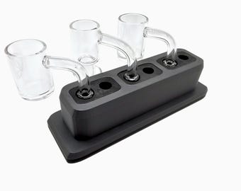 Triple (3x) Dual Slot Silicone 10/14mm Holder (Black)