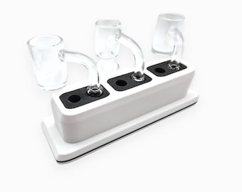 Triple (3x) Dual Slot Silicone 10/14mm Holder (White)