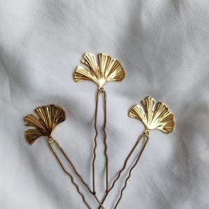 Set di forcine per capelli a forma di foglia di Ginkgo, oro e argento, minimalista, per acconciatura da sposa, accessorio per capelli da matrimonio.
