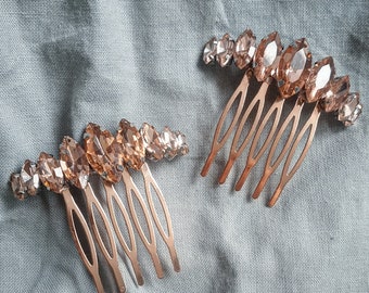 Wedding delicate sparkling rosegold hairpiece crystal rose gold haircomb vintage rose gold bridal hairaccessory glamor wedding haircomb