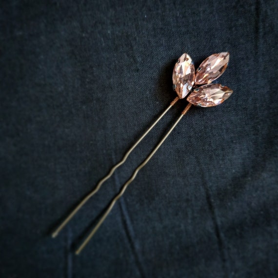 Rose Gold Wedding Hair Piece, Rose Gold Bridal Hairpin  display picture 3