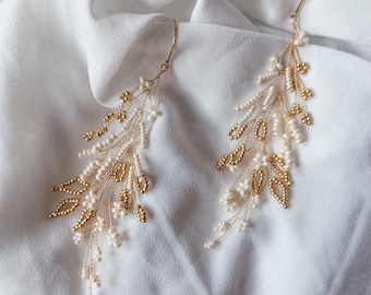 Big Rustic Wedding Earrings Gold Bridal Jewelry Set Rustical