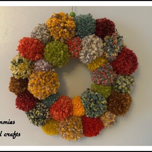 Autumn Wool Pom Pom Wreath, Colorful Fall Home Decor Autumn colour 2