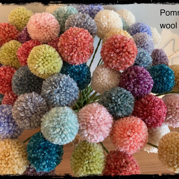 Pom pom melierte Blumen / Vasen / Zuhause / Blumensträuße / Geschenke für sie / Blumen / besonderes / Qualität / ungewöhnlich / Mutter / Geburtstagsgeschenk / Dankeschön / Liebesgeschenk