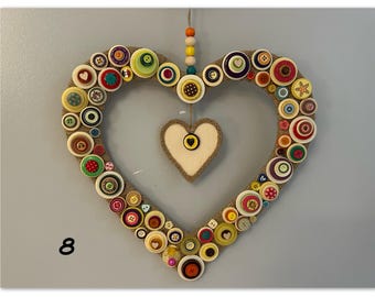Herzkranz/Knopfkranz/ Quirky/ Home Decor/ Freundschaft/Muttertag/ Geschenk 4 her