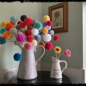 Pom pom blumen/Zuhause/sträuße/geschenke für sie/gute besserung, geschenk/woll blumen/ ungewöhnlich/mutter/ geburtstagsgeschenk/ dankesgeschenk/ valentine/ einweihungsparty/