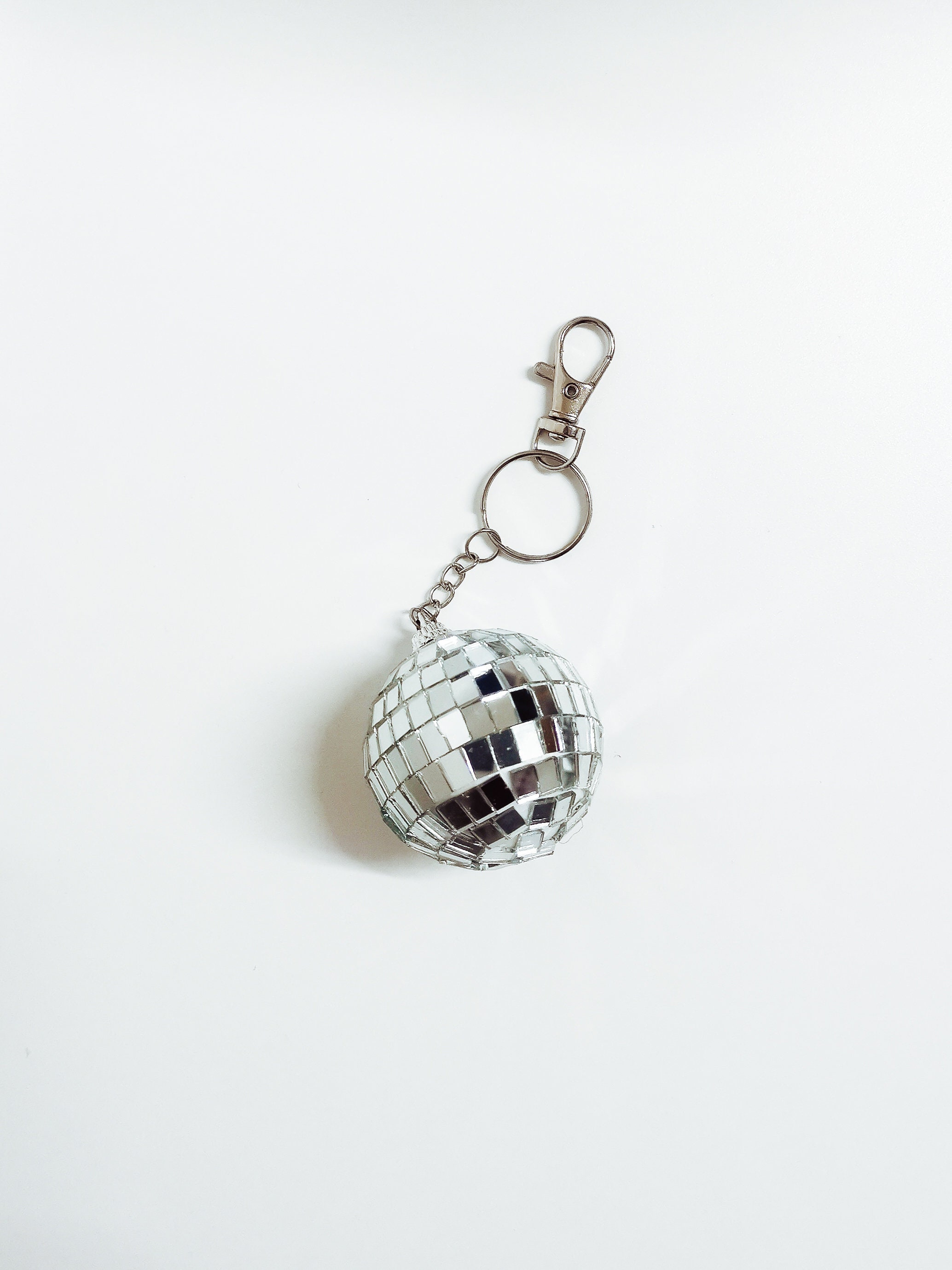 Louis Vuitton Silver Glitter Mirror Ball Key Chain Silvery Metal
