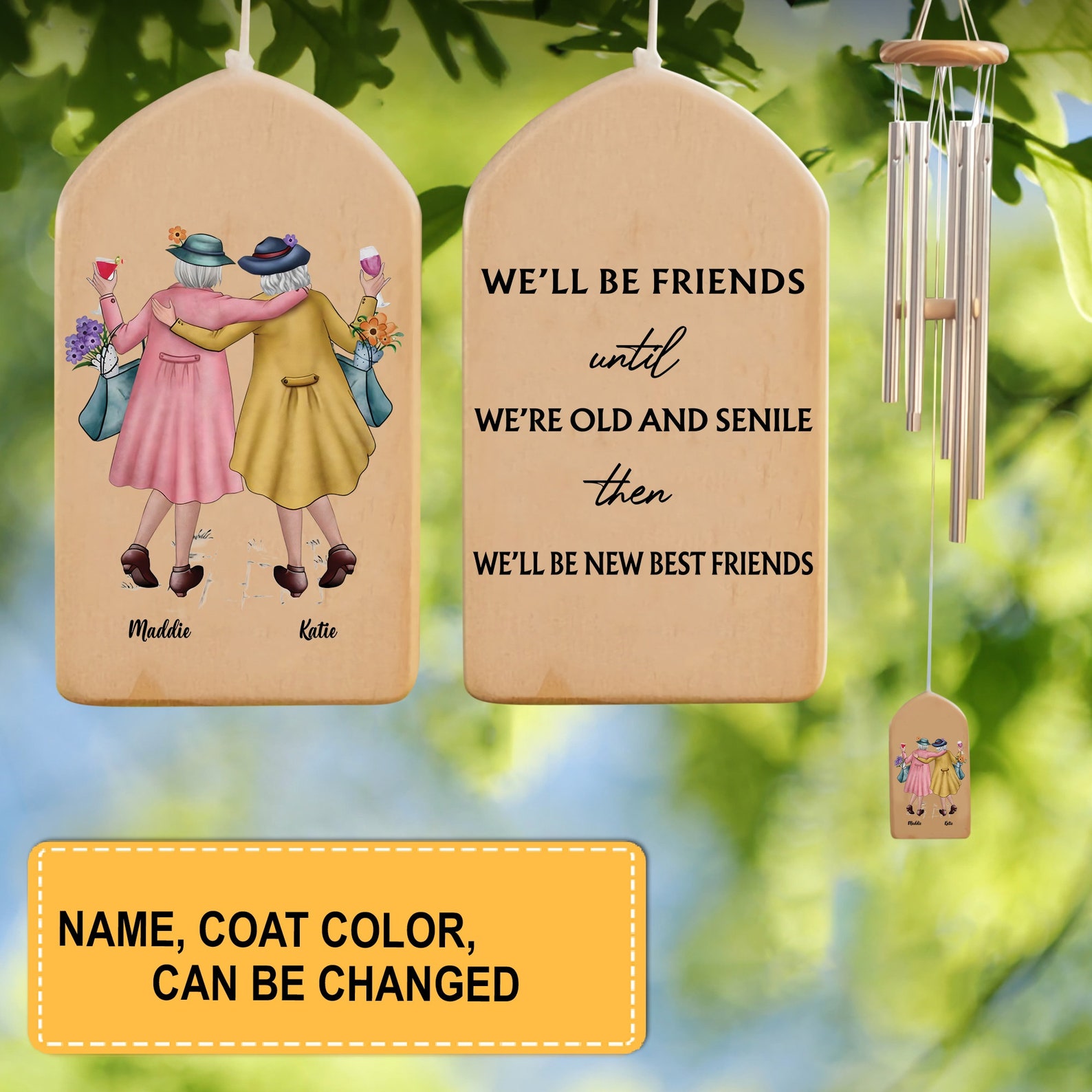 Personalized Wind Chime Besties Wind Chime We'll Be Etsy