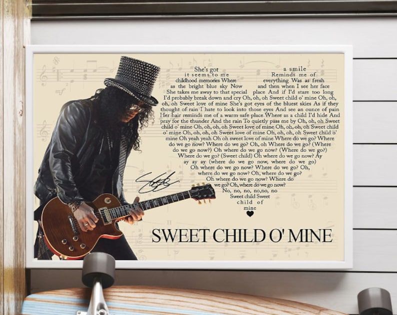 Guns N Roses Sweet Child O Mine Tekst Guns N' Roses Sweet Child O' Mine Lyrics Poster | Etsy