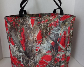 Cordura Canvas  Camo Red Grocery Tote Bag