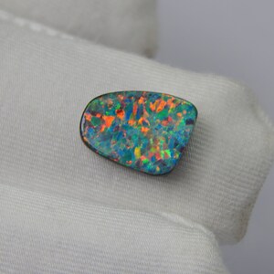 Handmade 3.45 Carat Synthetic Opal Doublet Cabochon: Fancy Shape Gemstone