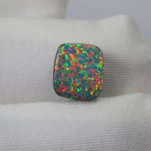 Handmade 4.90 Carat Synthetic Doublet Opal Cabochon: Fancy Shape Gemstone