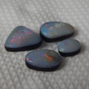 Handmade, Natural, Australian Doublet Opal, Gemstone, 4 Pcs, 14.45 Carat, loose, Cabochon, Fancy Shape, Jewelry Making, arrival