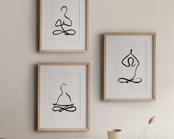 Yoga Bundle 3 Sitting Poses I Art Print I One Line Art I Picture Yoga I Minimal Art I One Line Drawing