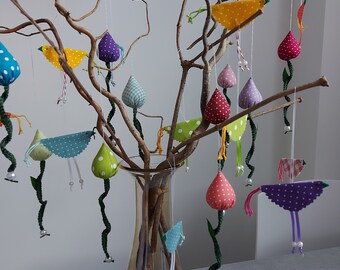 Hanging fabric tulips