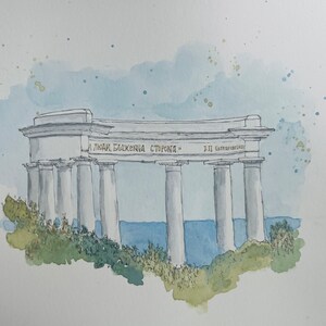 The White Arbour Poltava Original Watercolour Ukraine