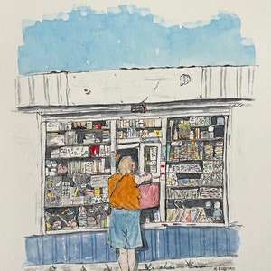 Kyiv Ukraine Watercolour Painting - Original &#39;Lady at a Kyiv Kiosk&#39;