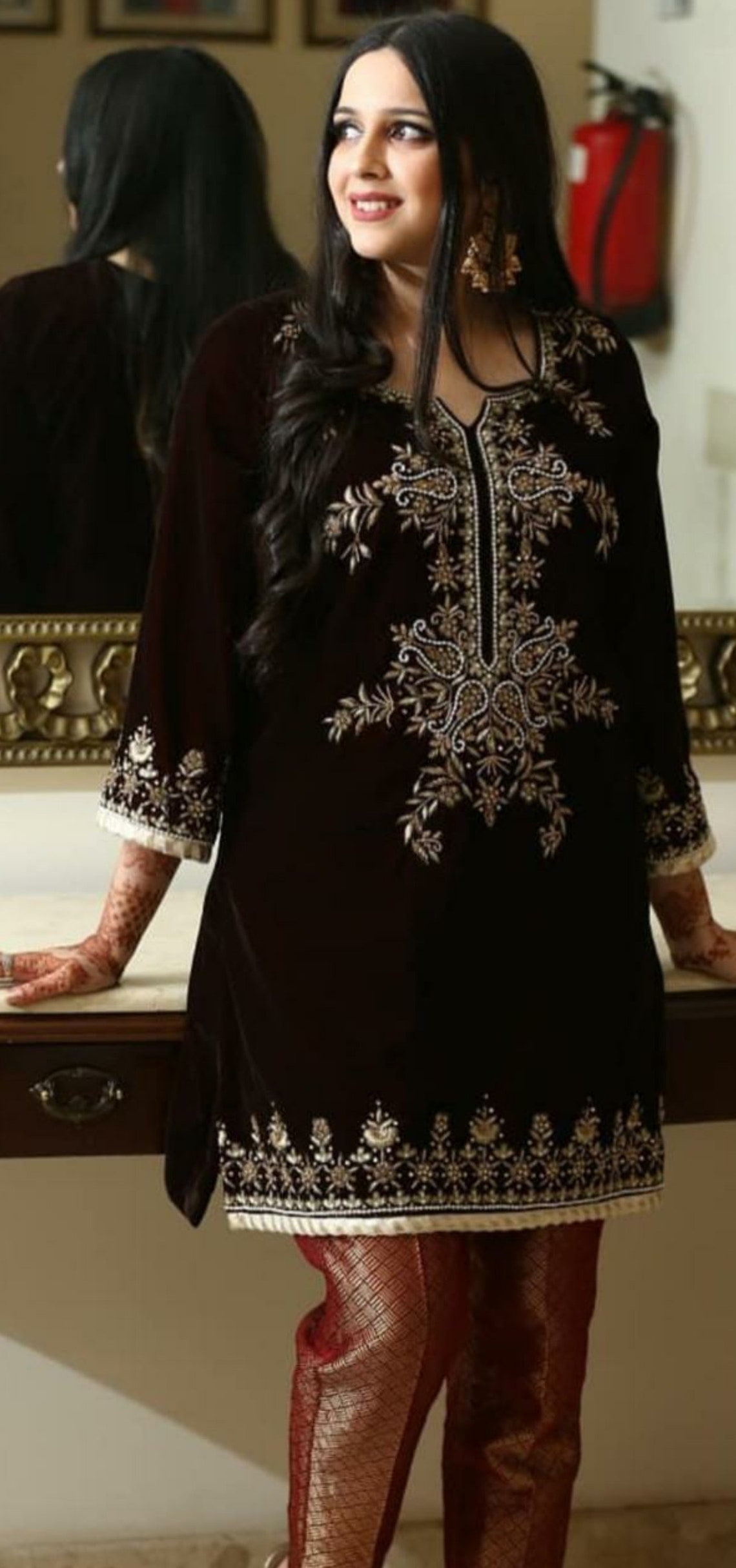 ladies brocade trouser suit