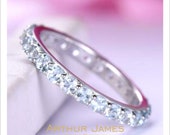 2Ct Round Cut Aquamarine Full Eternity Wedding Band Ring 14K White Gold Finish Jewelry for Women, Proposal ring