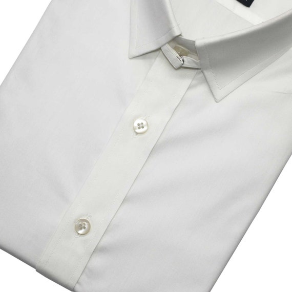 Tab Collar Loop Collar Shirt White 