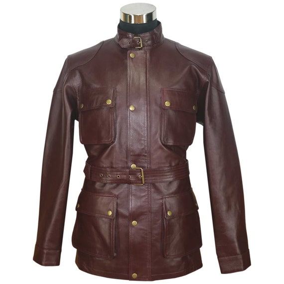 Vintage Leather Jacket Panther Style Army Motorbike Military - Etsy