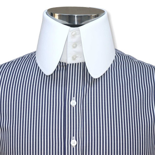 High Round Penny Collar Shirt, Men's Cotton Shirt, Navy & White Stripes Shirt, Peaky hotsell Blinders Style Shirt, 3