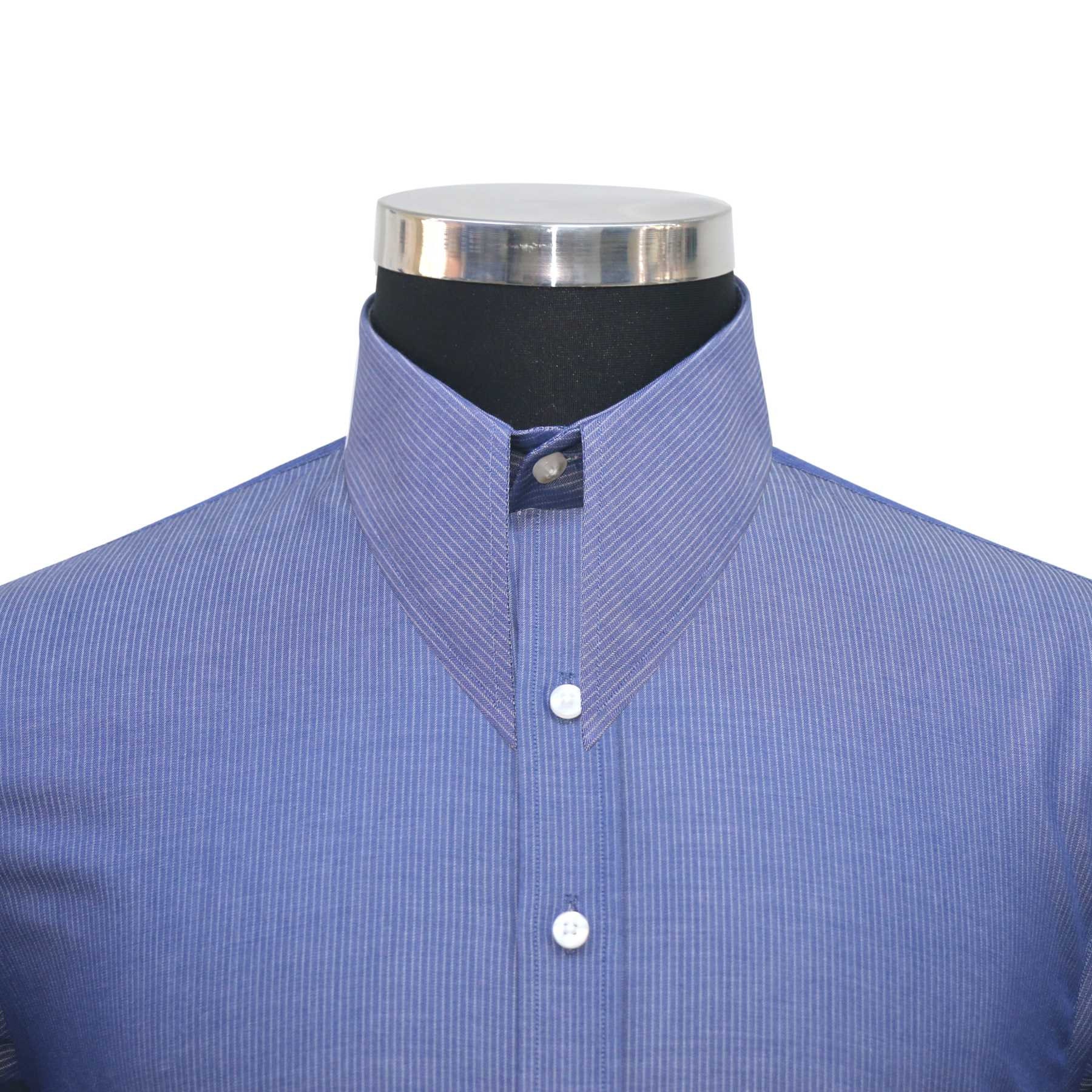 Spearpoint Collar Men's 100% Cotton Shirt Blue Pin - Etsy
