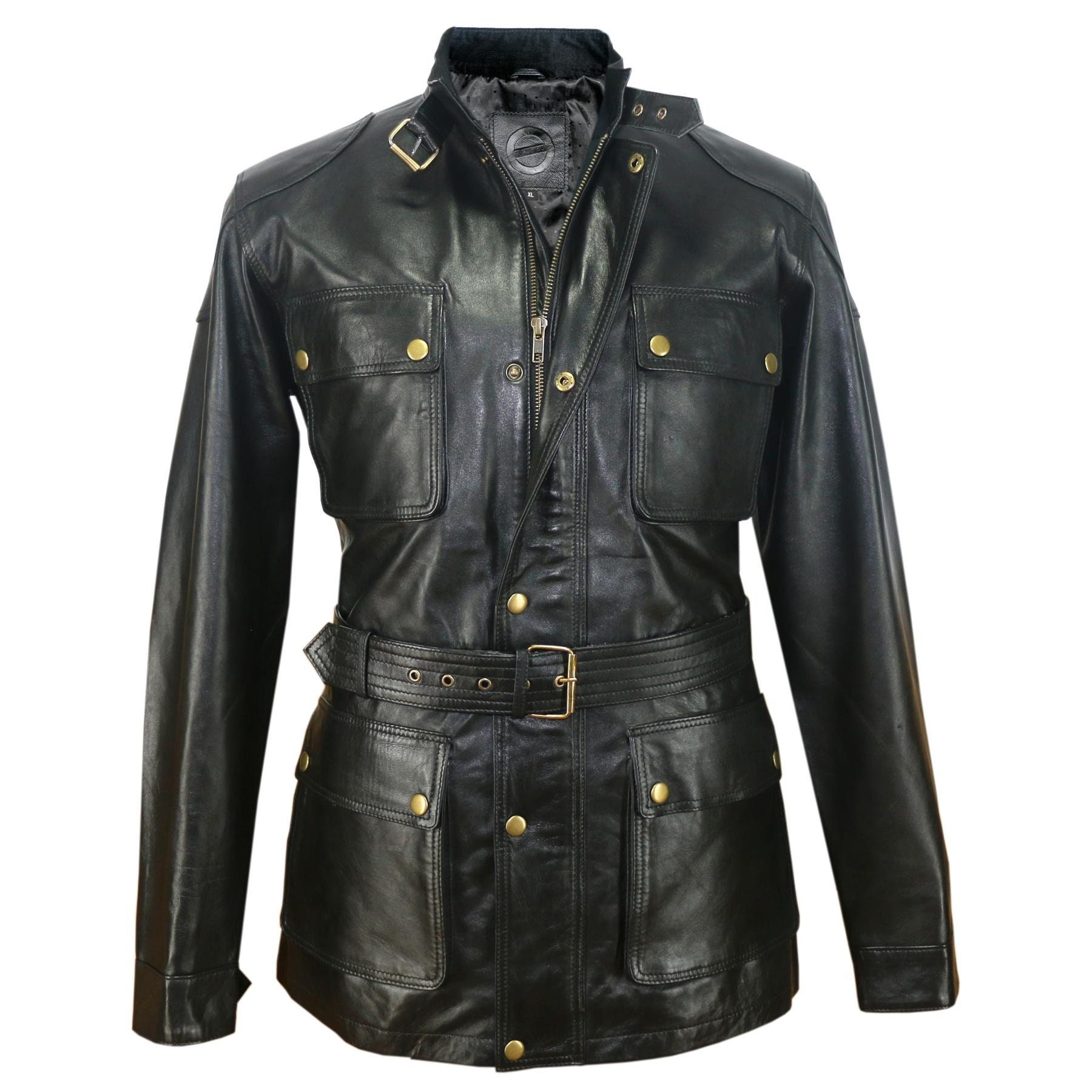 A Little Bit Older A Black Leather Jacket Men Black Genuine Leather Jacket 4 Patch Pockets Vintage - Etsy