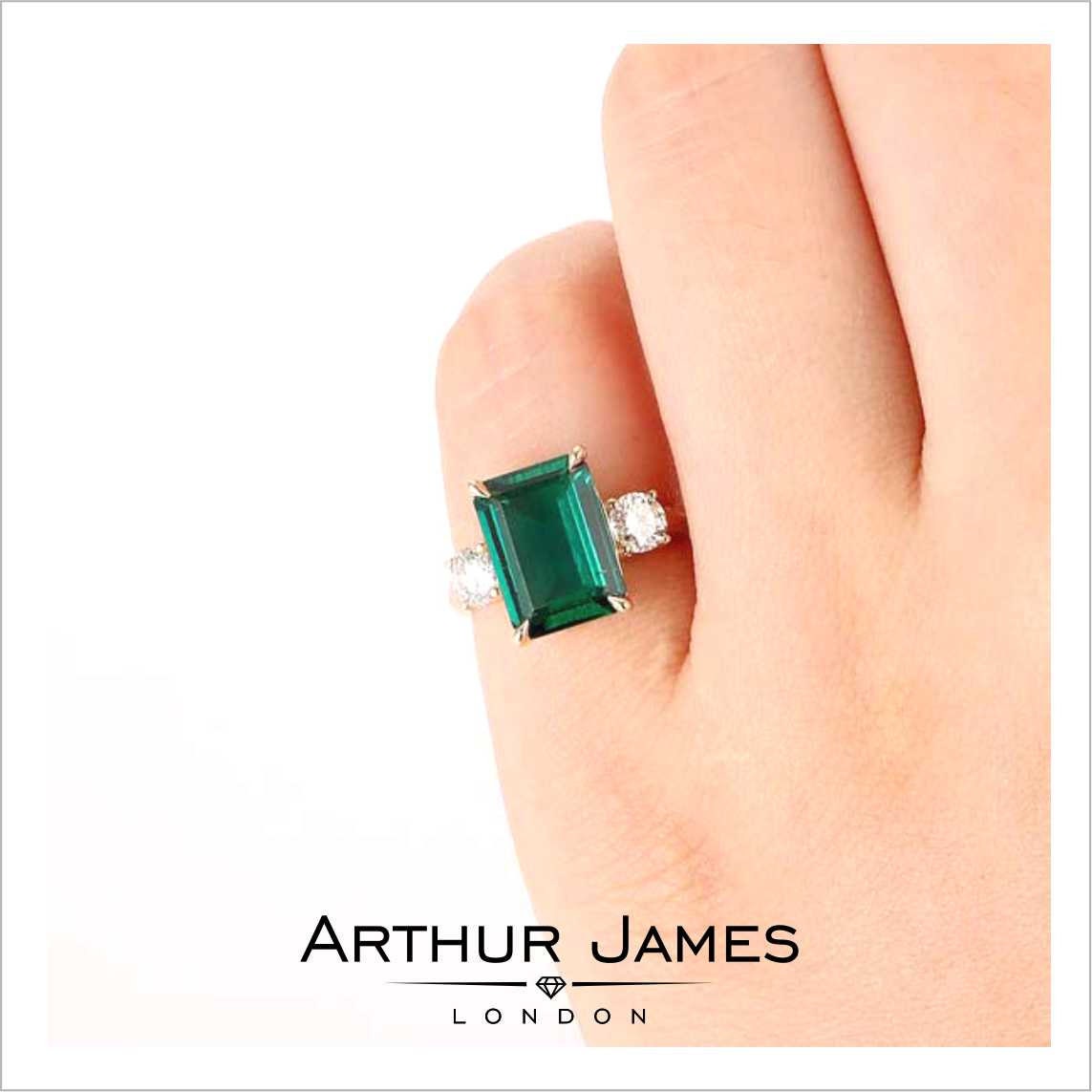 Green Emerald Vintage Engagement Ring 3.5 Ct 14k Gold Etsy