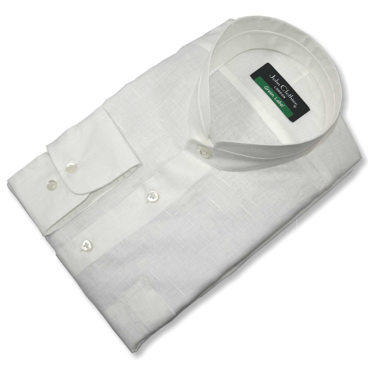 Men's White Linen Shirt Double Band Collar High Collar Etsy UK