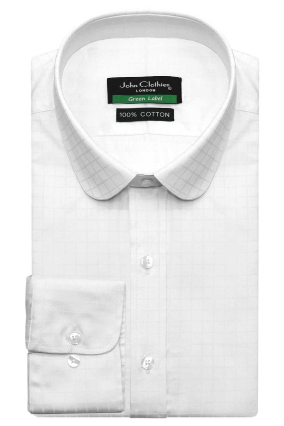 Heren overhemd wit Penny Club overhemd met ronde kraag 100% - Etsy België