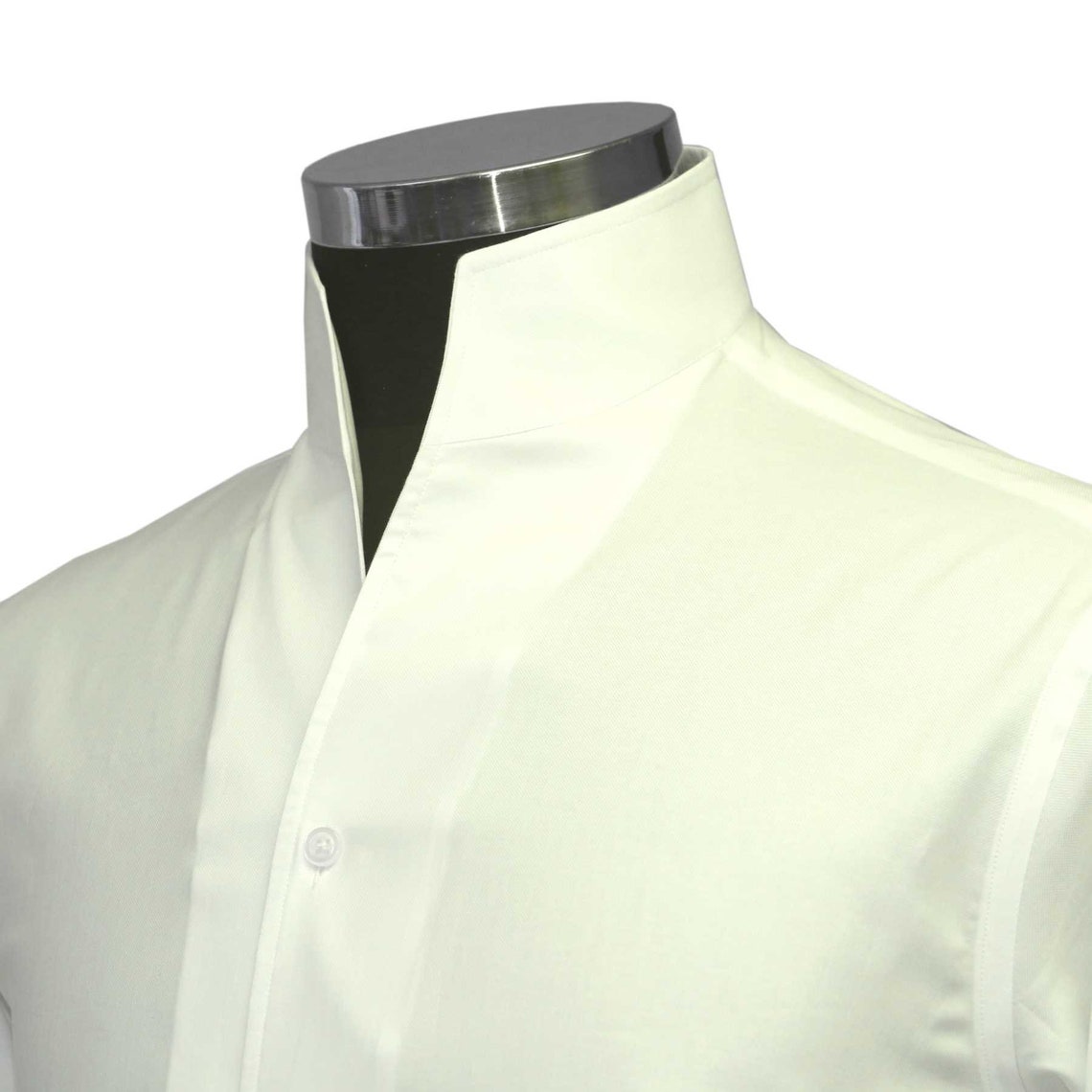 High Open Collar Shirt 100% Cotton CREAM No Button - Etsy