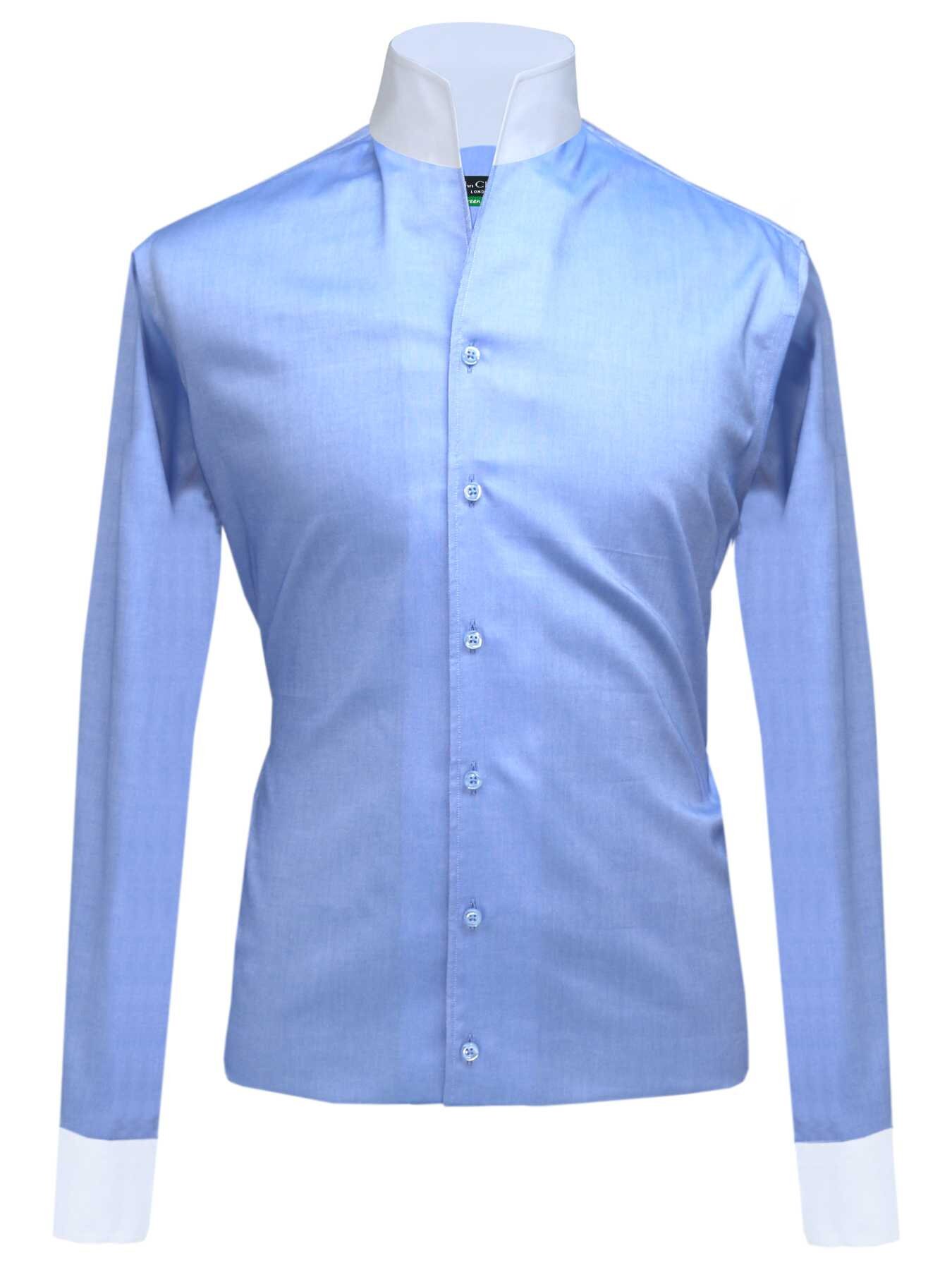 Men's High Open Collar Shirt 100% Cotton BLUE No Button - Etsy