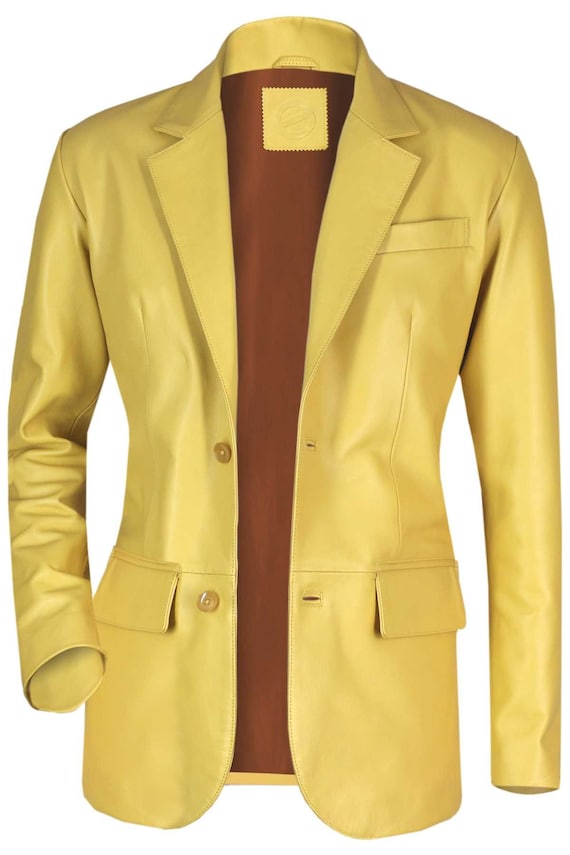 Traje Blazer Formal Dos Botones Amarillo Para Hombre - Etsy España