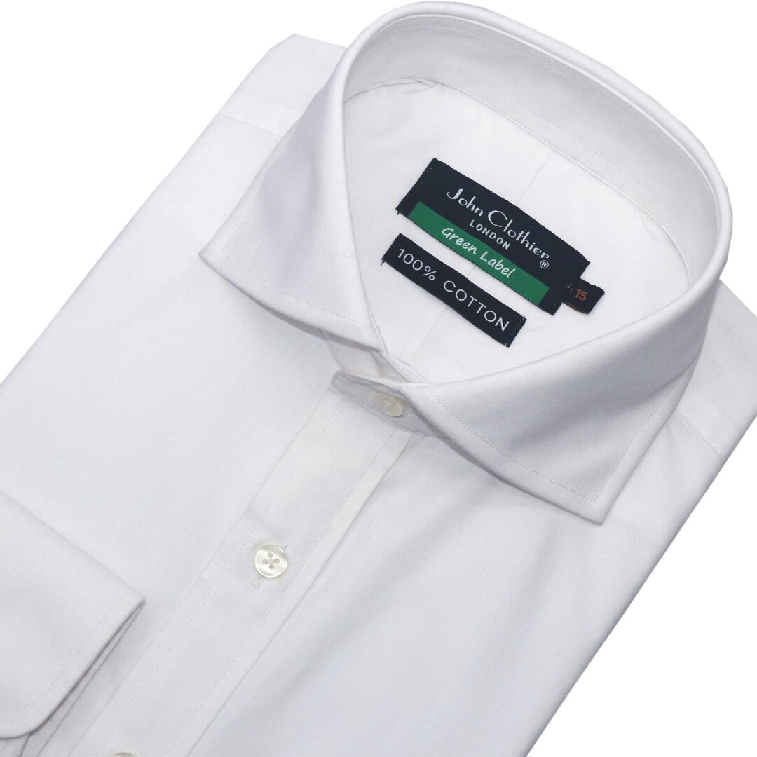 Cutaway Collar Mens 100 Cotton Shirt White Dress Shirt Etsy