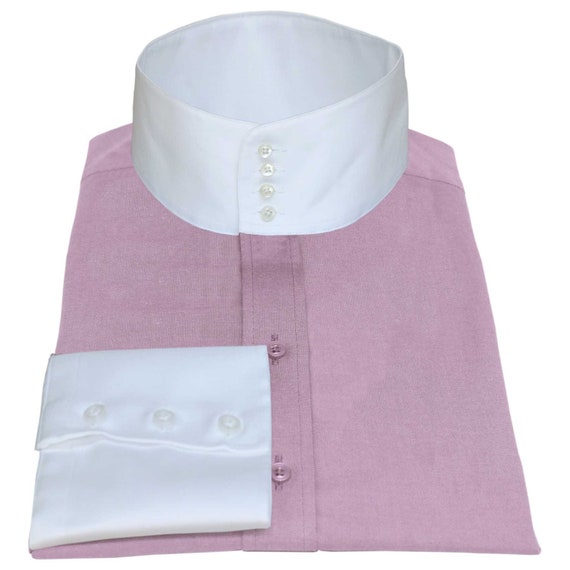 High Band Collar 3 Collar 4 Buttons Plain Pink Shirt - Etsy Canada