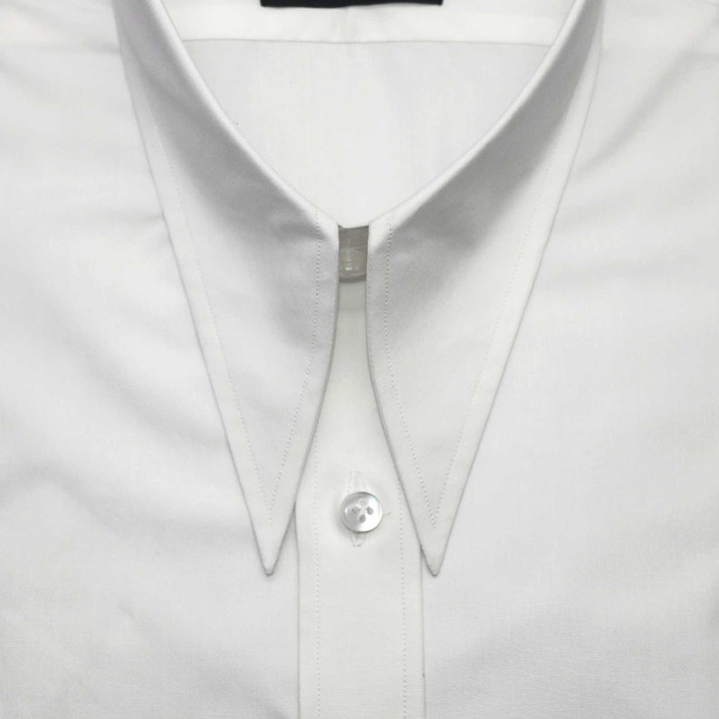 Spear point Dagger collar Plain White Men's 100% cotton | Etsy