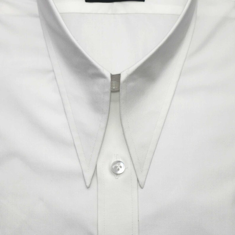 Spear point Dagger collar Plain White Men's 100 cotton Etsy