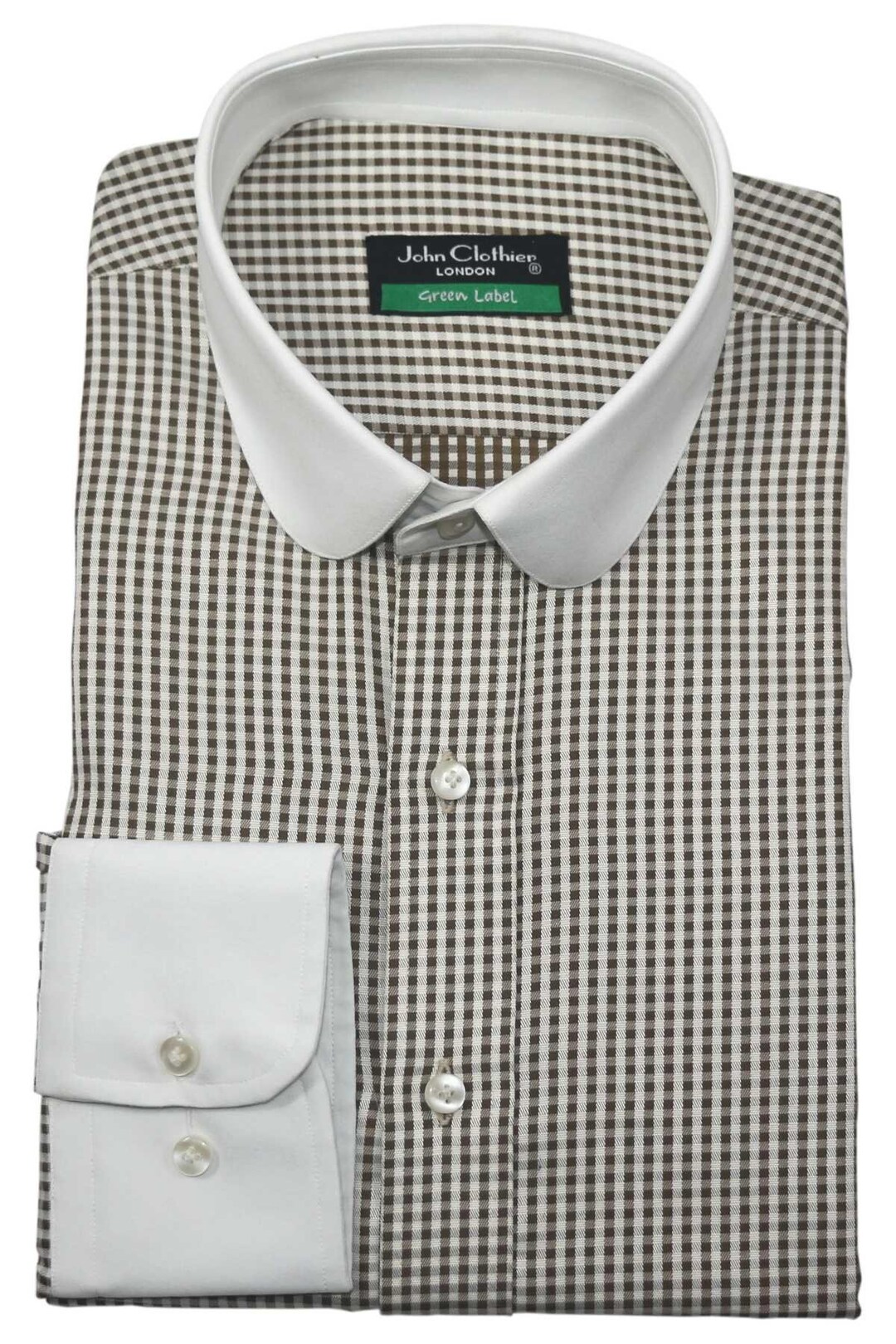 Cottonrich Men's Shirt Penny Round Collar Shirt Brown Etsy