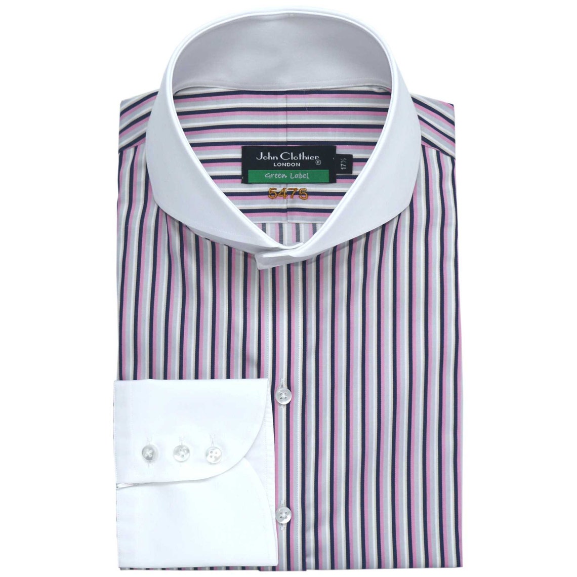 Men's Pink Black stripes Bankers Hand made Shirt High long Etsy