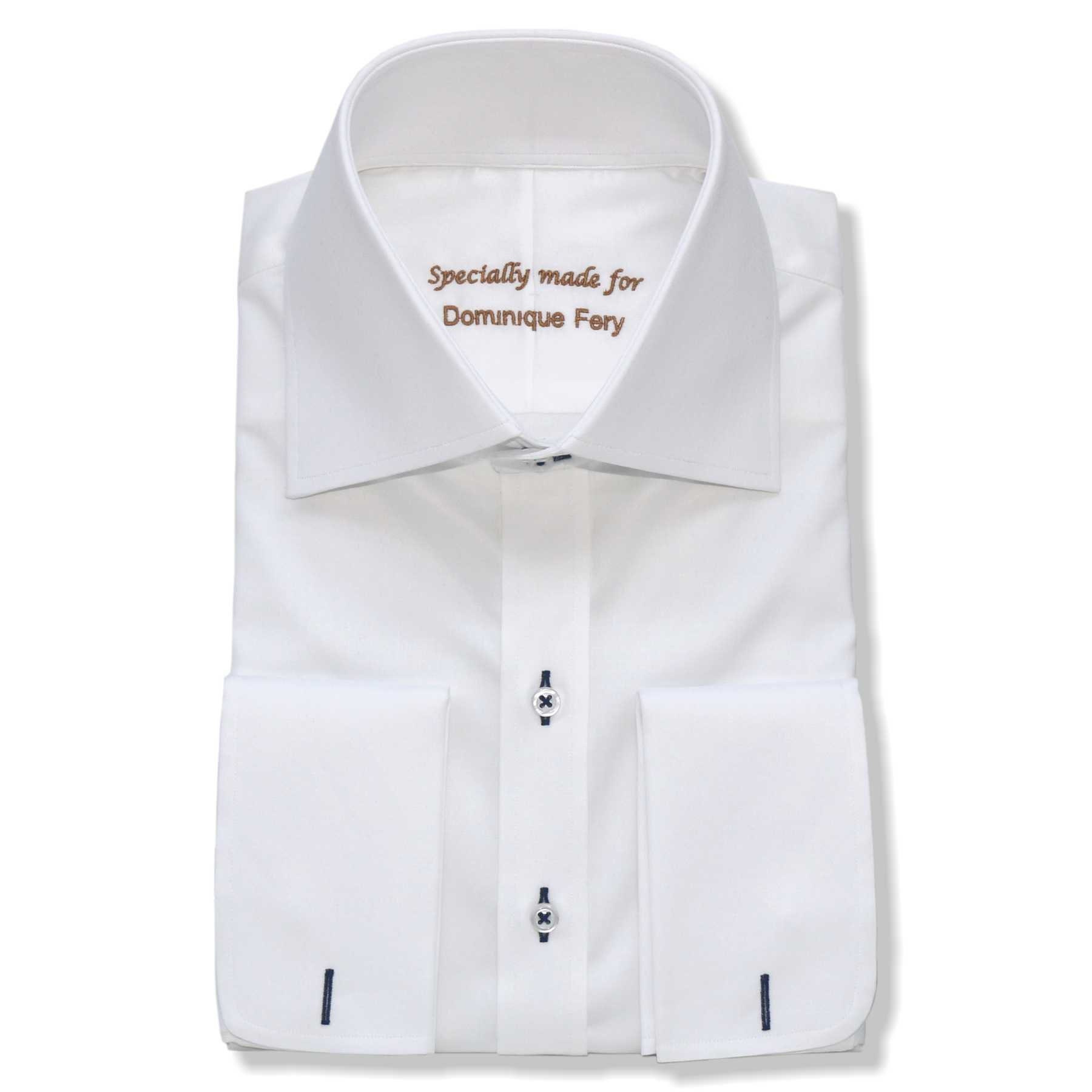 High Collar Shirt Plain White Contrast Button Holes 4 - Etsy
